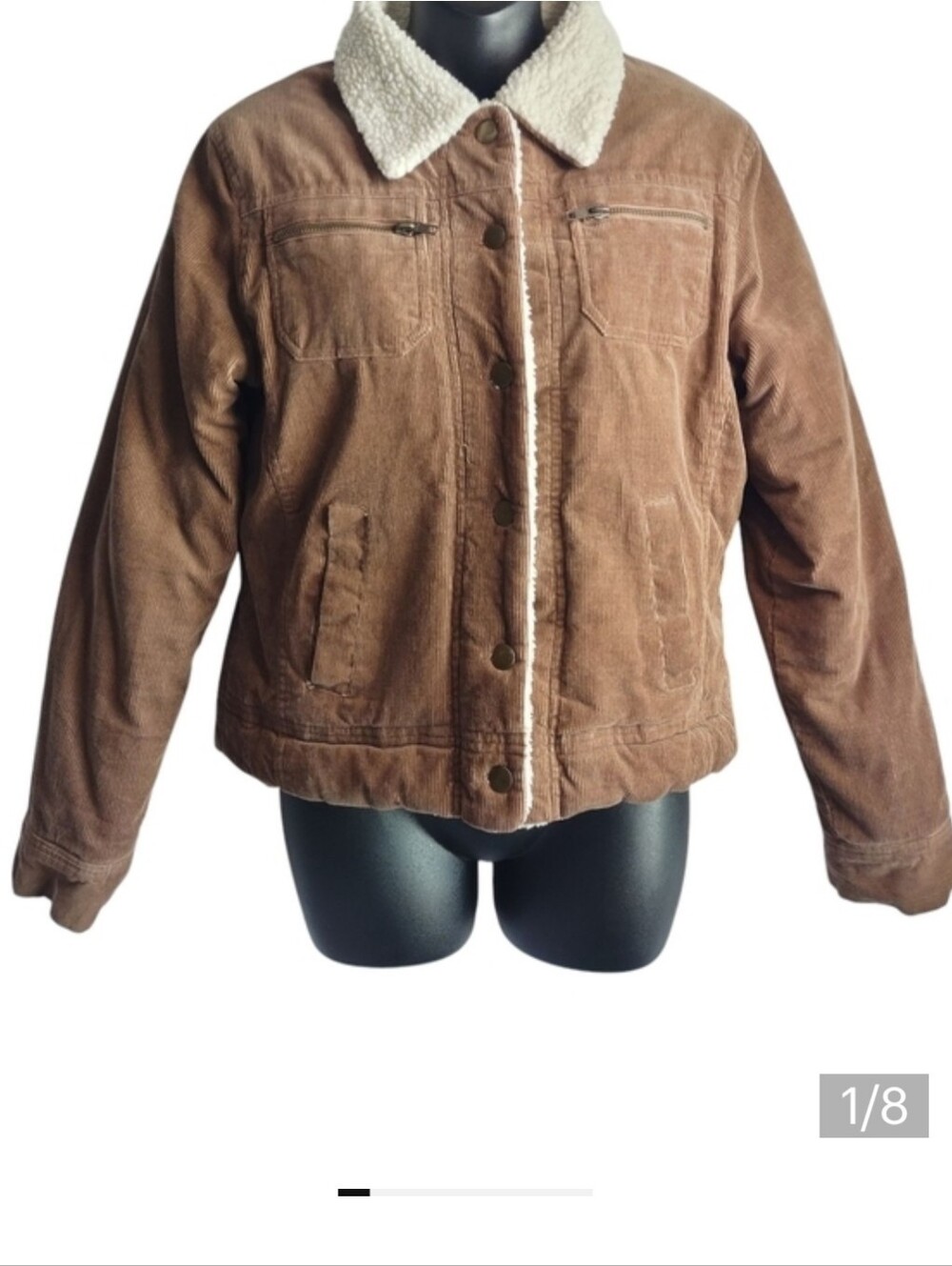Jennifer.j Women's Corduroy Faux Suede Trimmed Quilted Button Jacket Size M